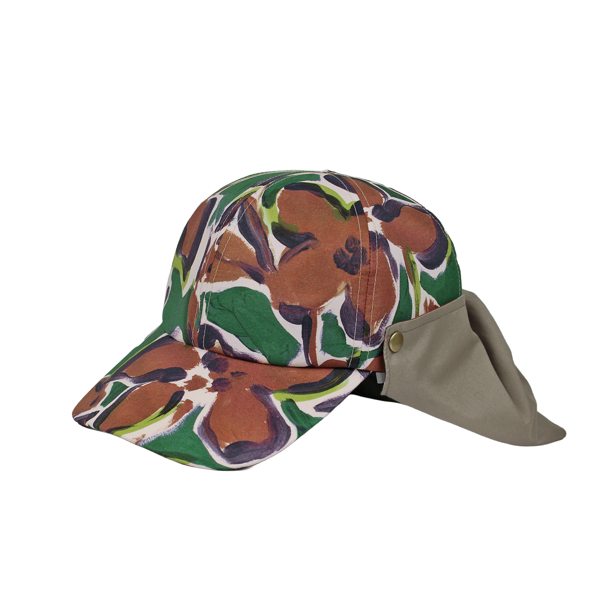 B-17-06｜【一級遮光】たれ付き・たれ無し2WAY 花柄コットンキャップ