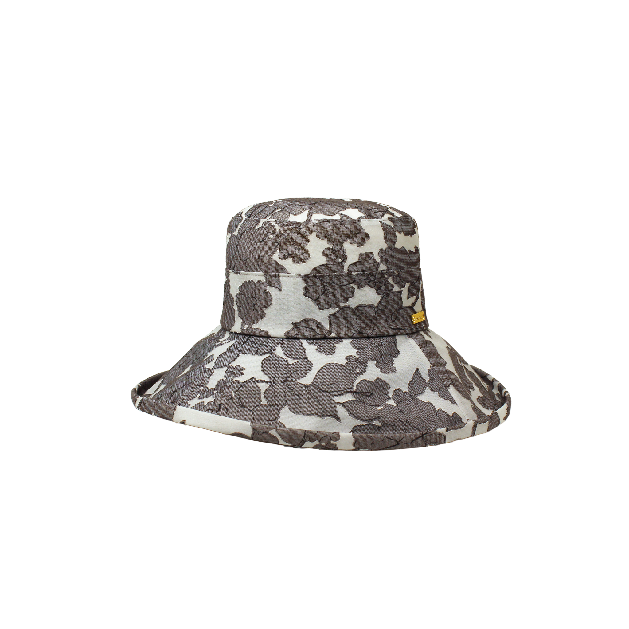 B-55-16｜【一級遮光・洗える】花柄プリント つば広ハット