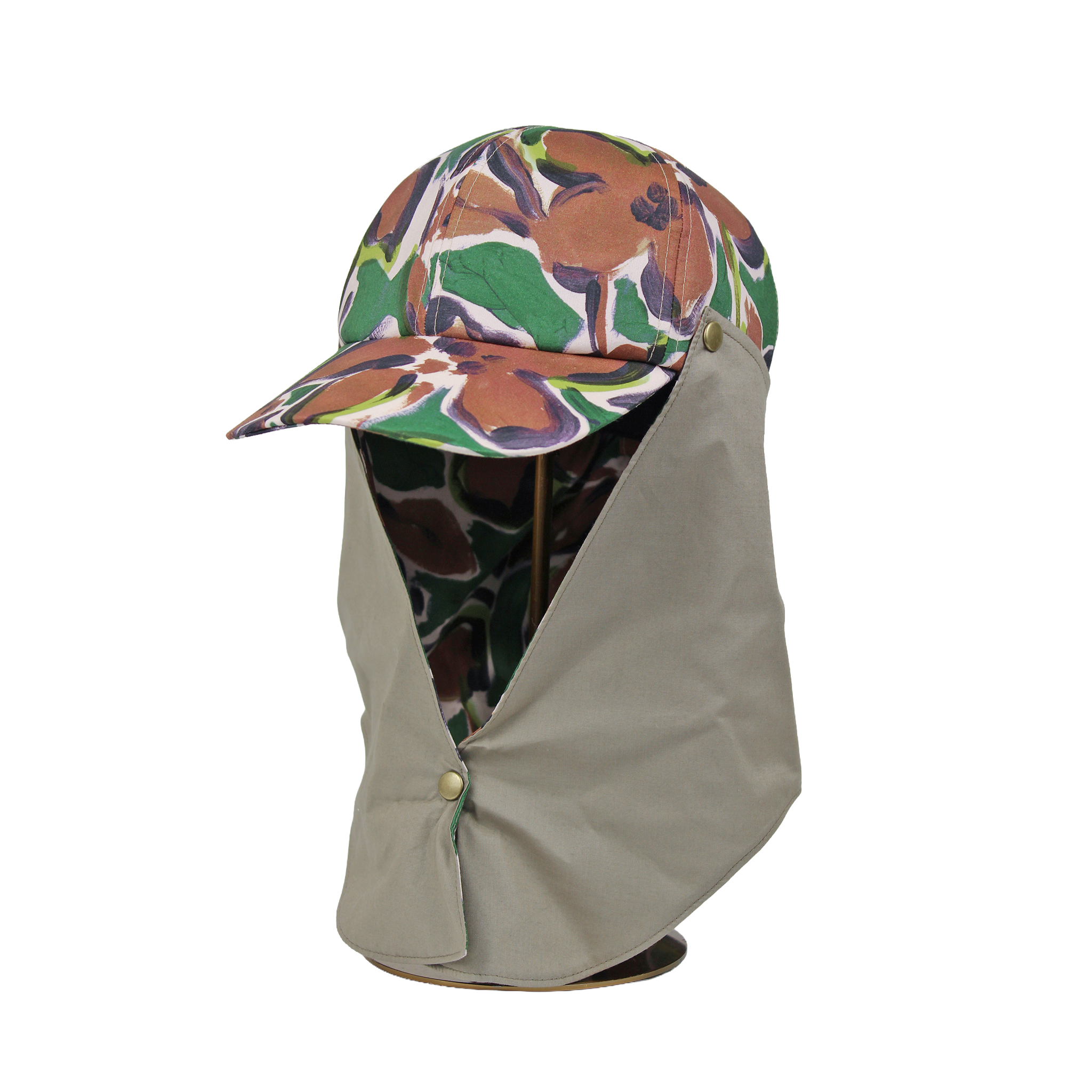 B-17-06｜【一級遮光】たれ付き・たれ無し2WAY 花柄コットンキャップ