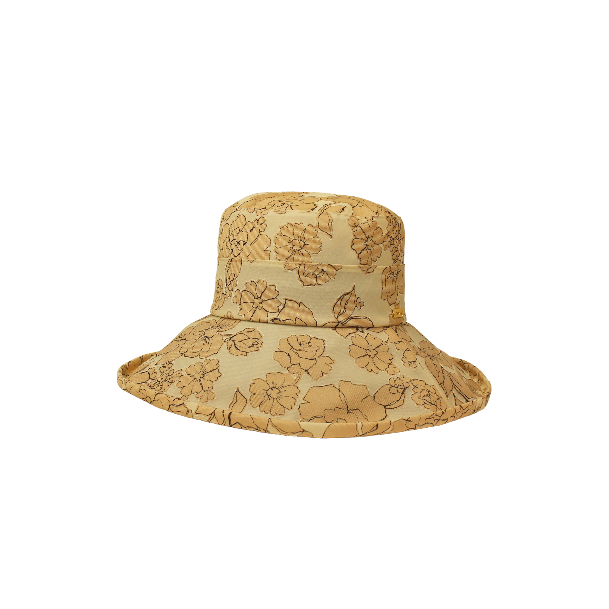 B-55-16｜【一級遮光・洗える】花柄プリント つば広ハット