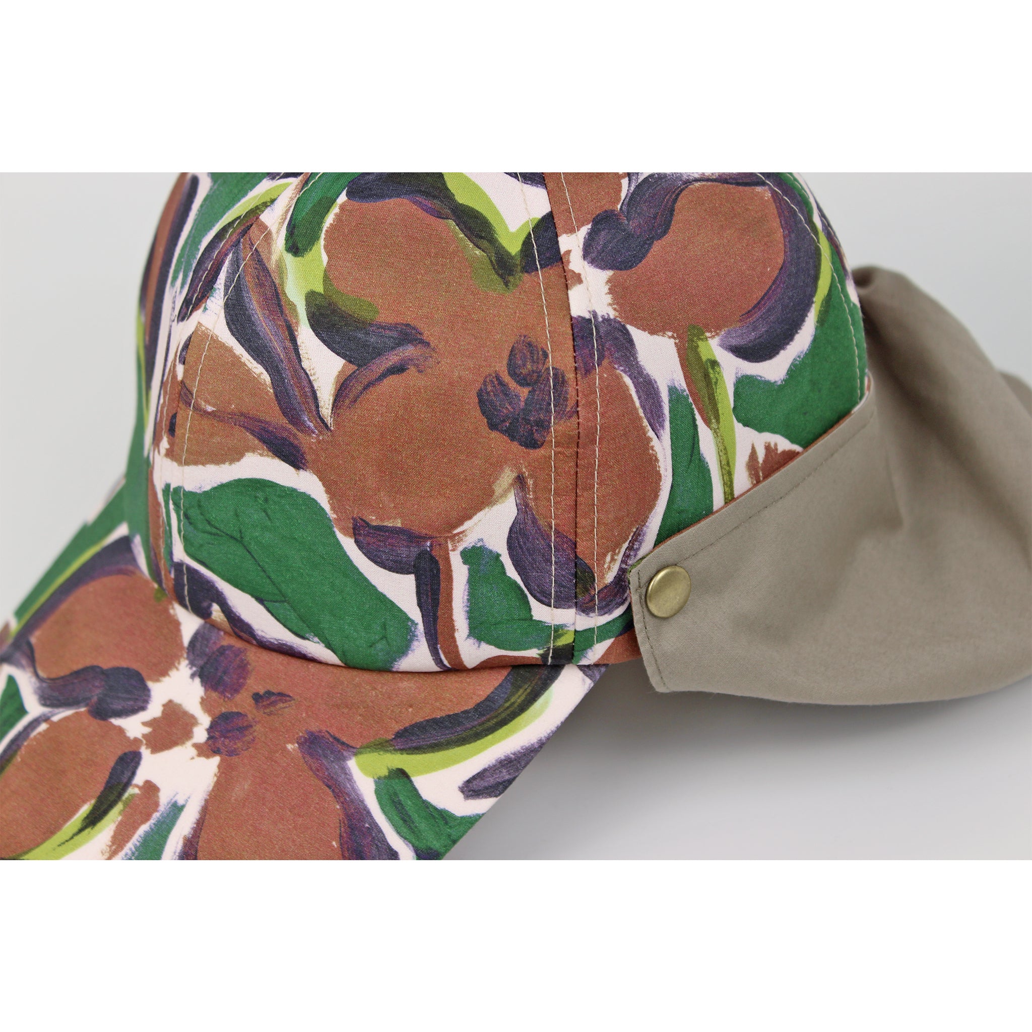 B-17-06｜【一級遮光】たれ付き・たれ無し2WAY 花柄コットンキャップ