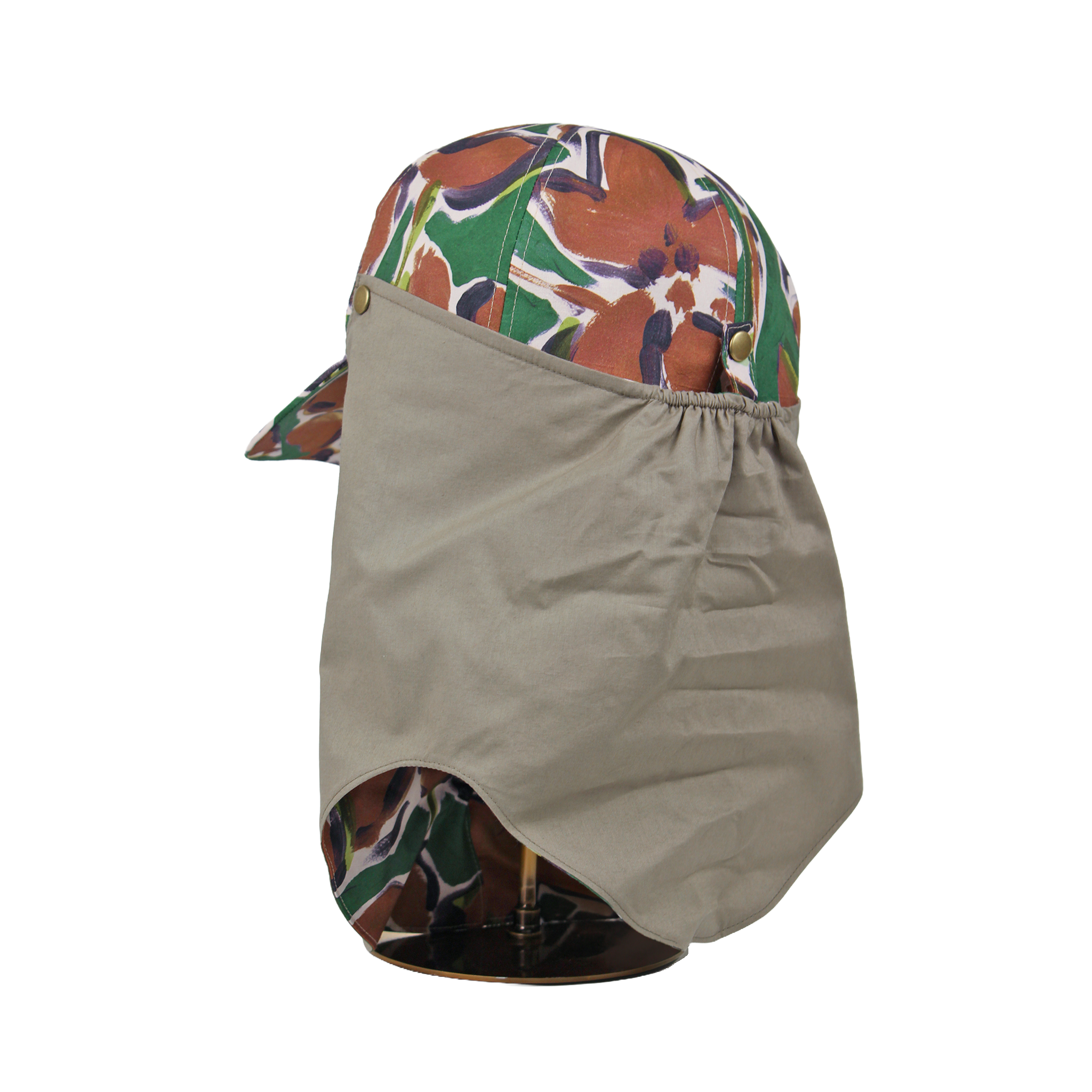 B-17-06｜【一級遮光】たれ付き・たれ無し2WAY 花柄コットンキャップ