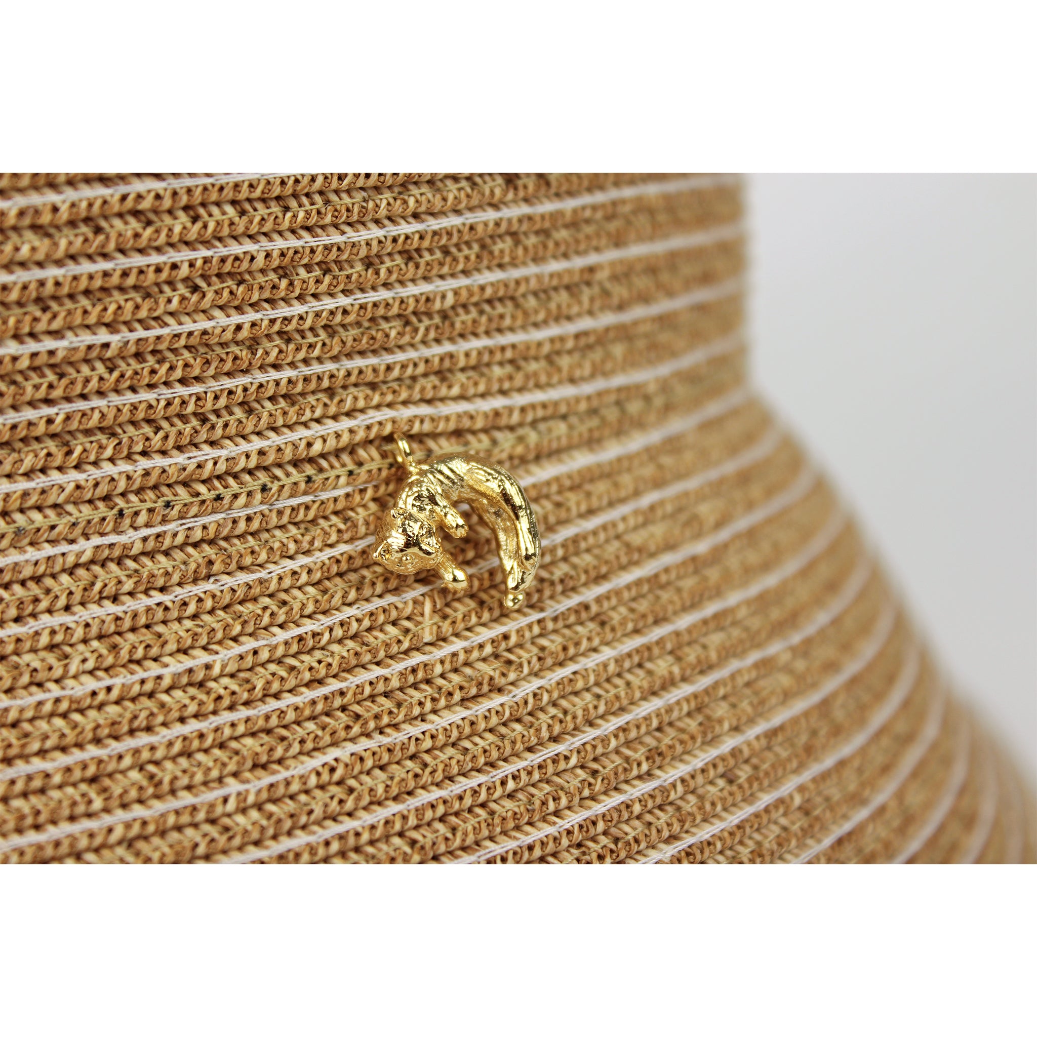 B-99-01｜【アトリエメイド】リボン＆猫チャーム付き ステッチ ペーパーハット