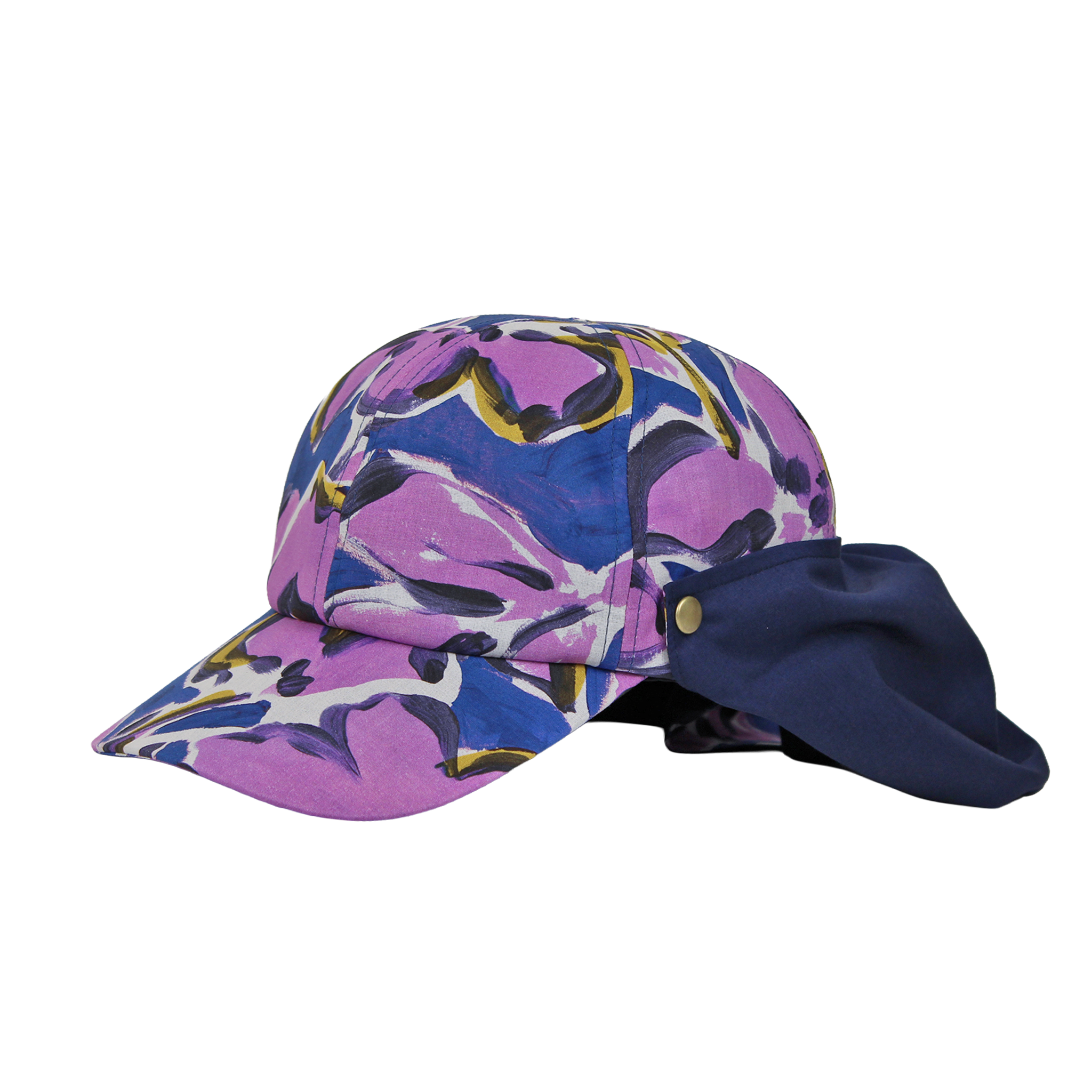 B-17-06｜【一級遮光】たれ付き・たれ無し2WAY 花柄コットンキャップ