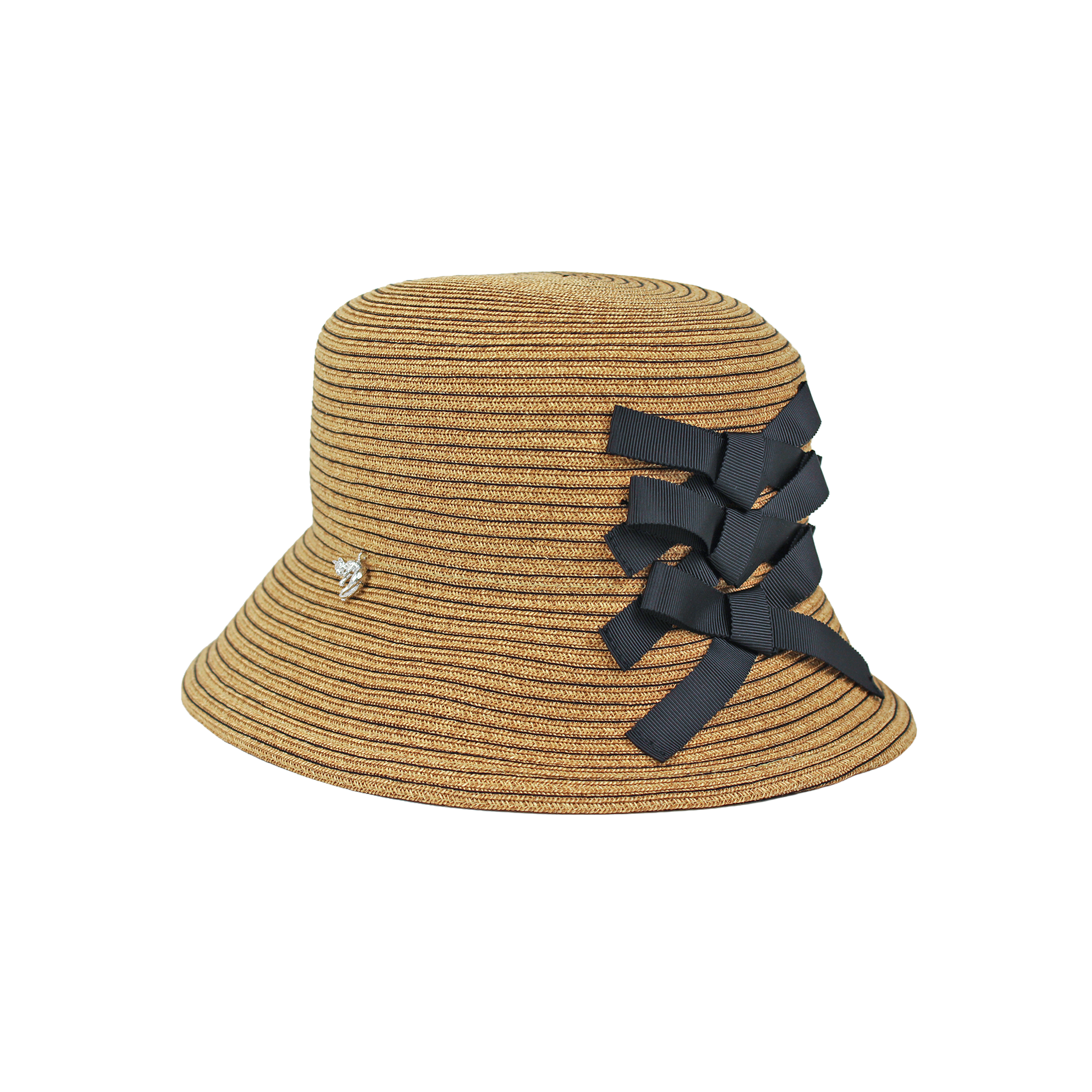 B-99-01｜【アトリエメイド】リボン＆猫チャーム付き ステッチ ペーパーハット