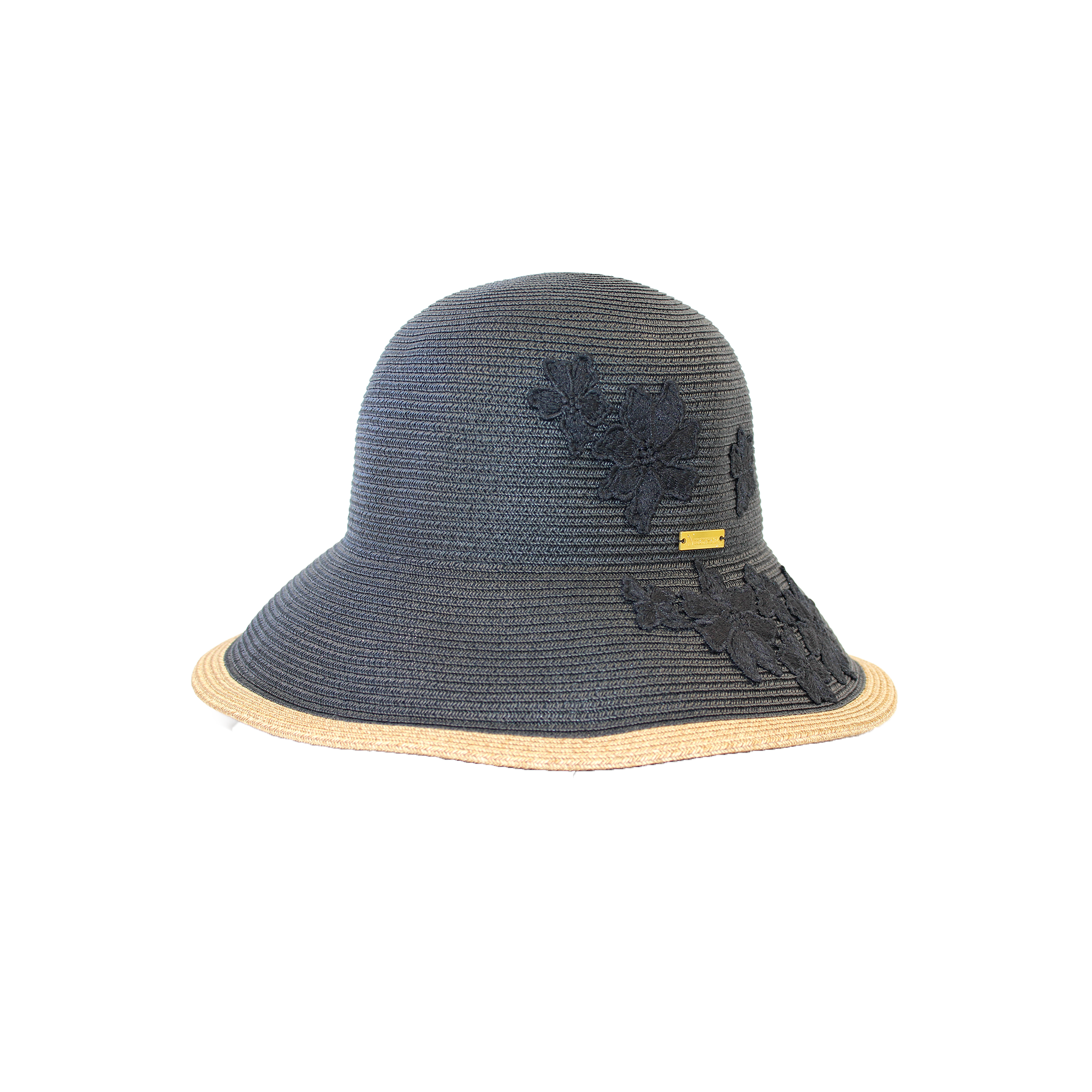 K-55-04｜【UV遮蔽率98%以上】フラワーモチーフ つば広ペーパーハット