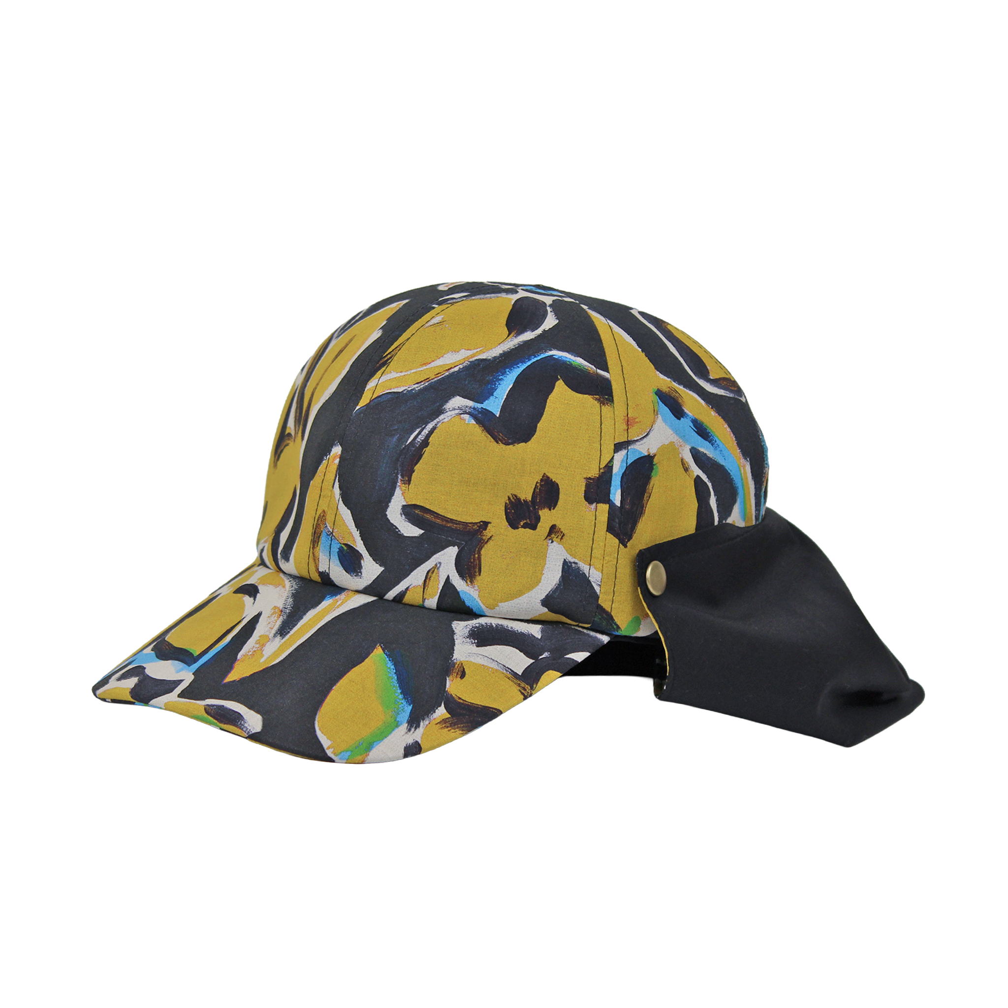 B-17-06｜【一級遮光】たれ付き・たれ無し2WAY 花柄コットンキャップ