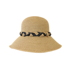 B-55-07｜【UV遮蔽率98%以上・洗える】編み込みリボン つば広ペーパーハット