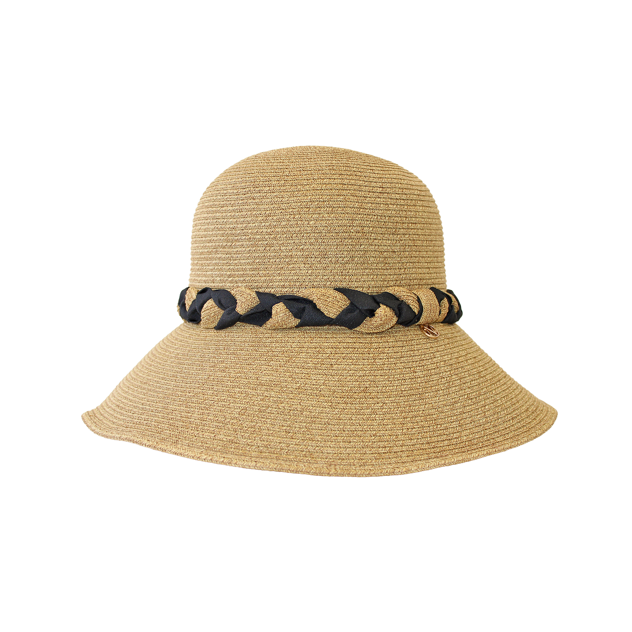 B-55-07｜【UV遮蔽率98%以上・洗える】編み込みリボン つば広ペーパーハット