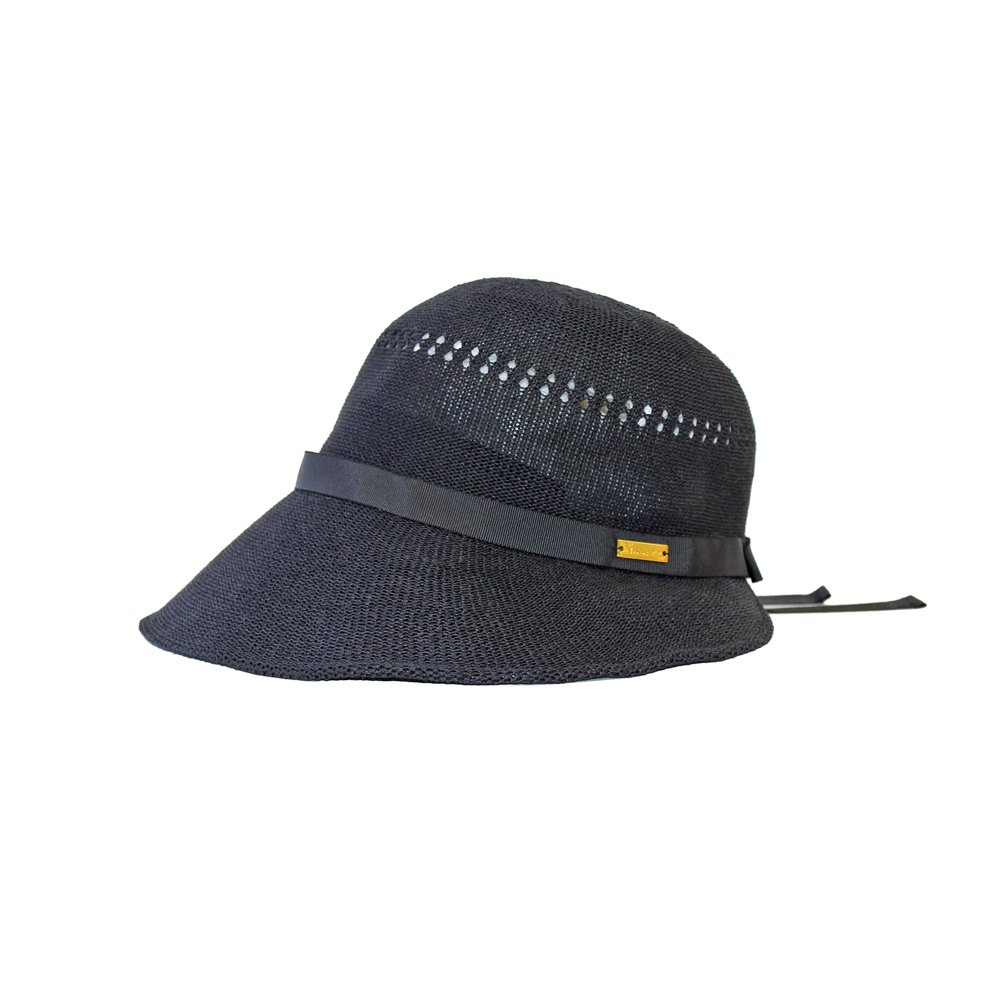 K-55-18｜【洗える】和紙混 透かし編み リボン ジョッキーキャップ