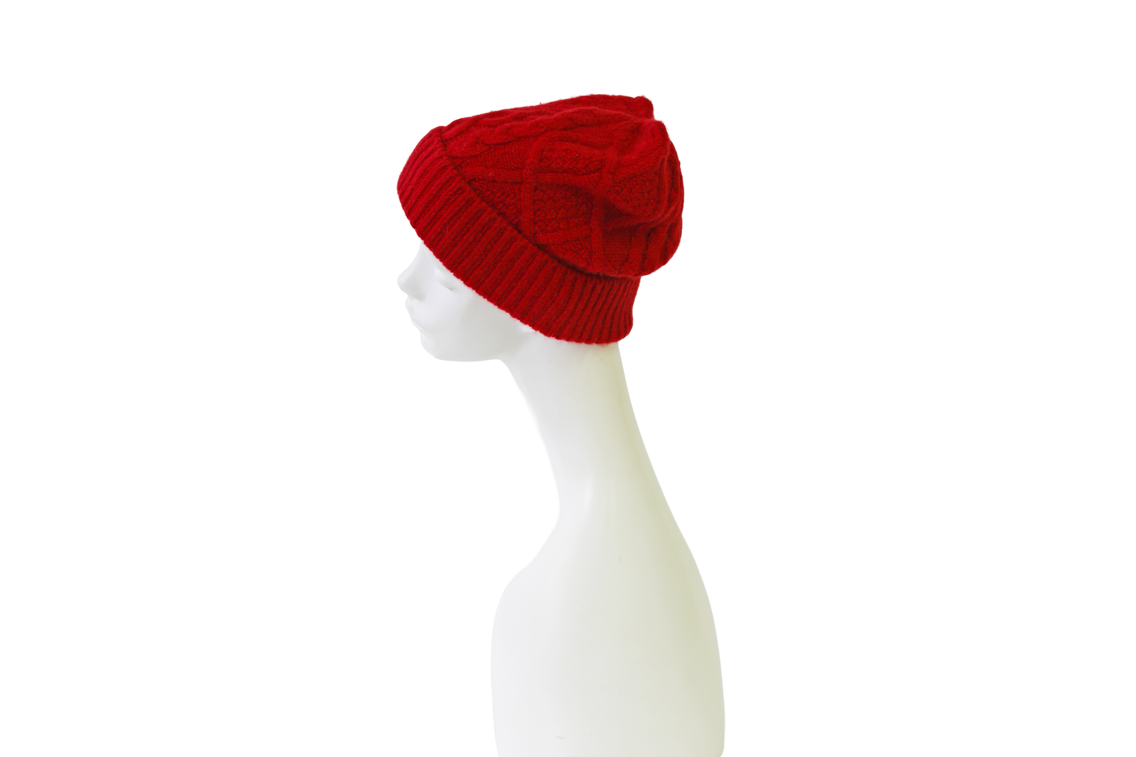 ・X-40-77｜【洗える】カシミヤ100% ケーブル編み ニットキャップ