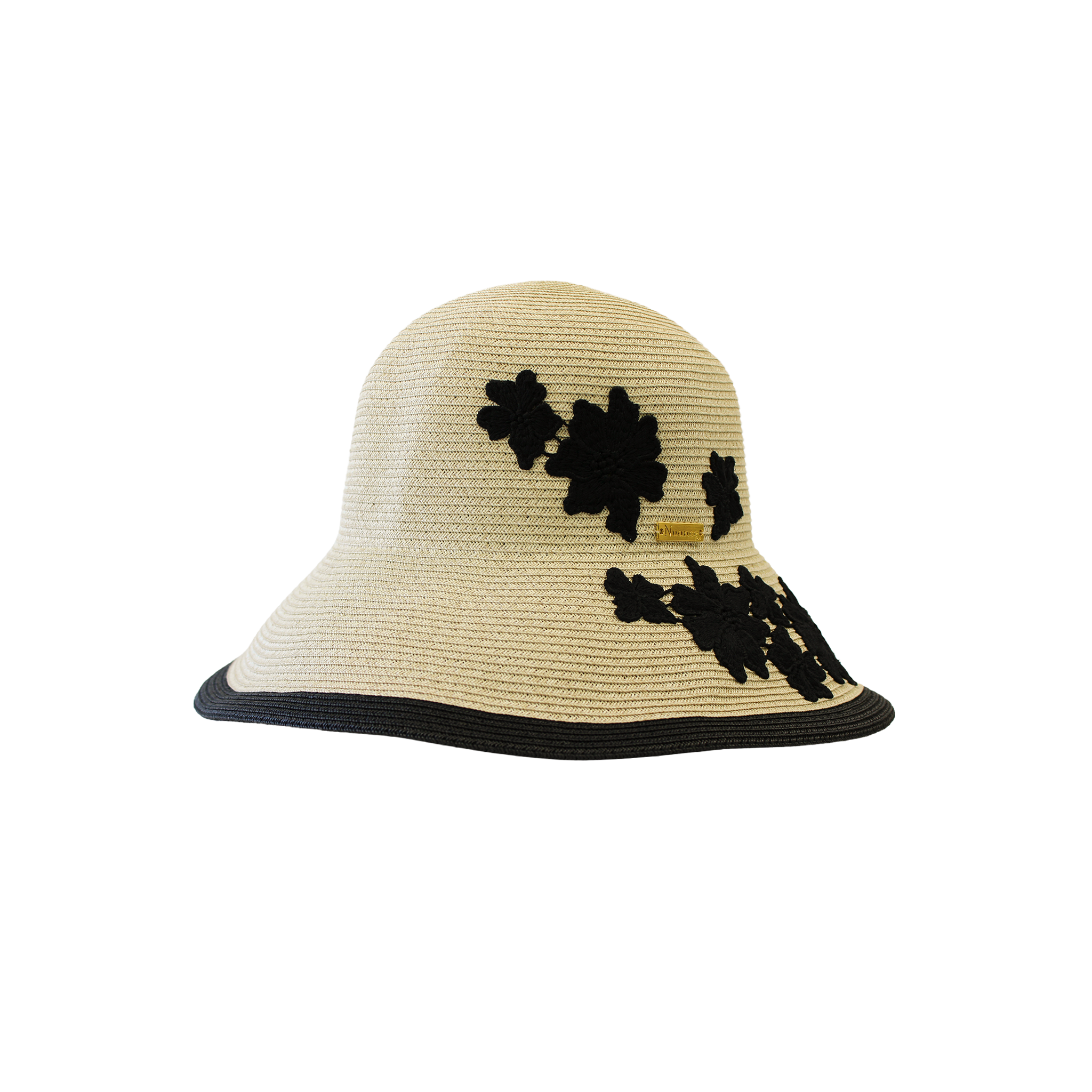 K-55-04｜【UV遮蔽率98%以上】フラワーモチーフ つば広ペーパーハット