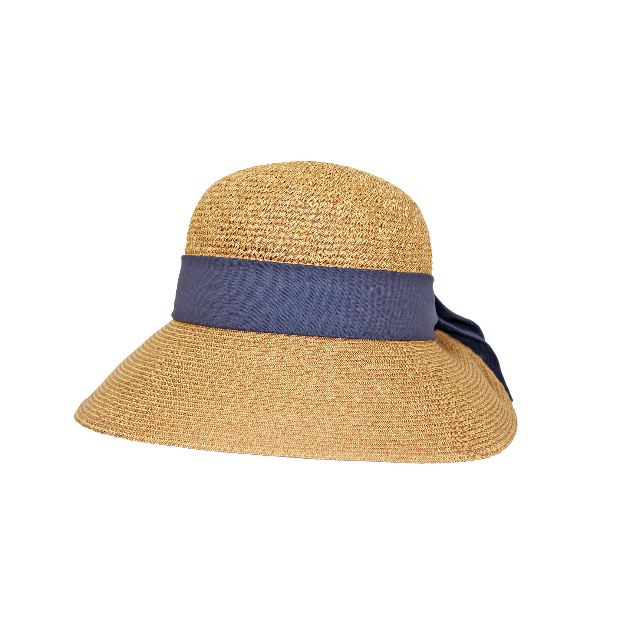 B-55-13｜【UVケア】【洗える】手編み×ブレード 後ろリボン ペーパーハット