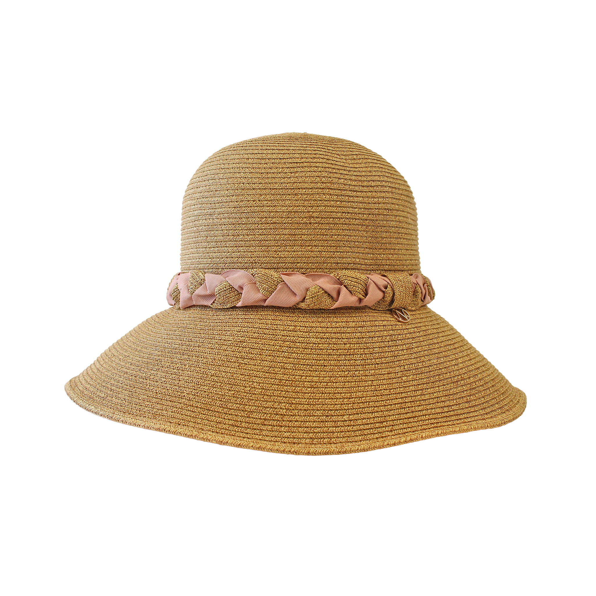 B-55-07｜【UV遮蔽率98%以上・洗える】編み込みリボン つば広ペーパーハット