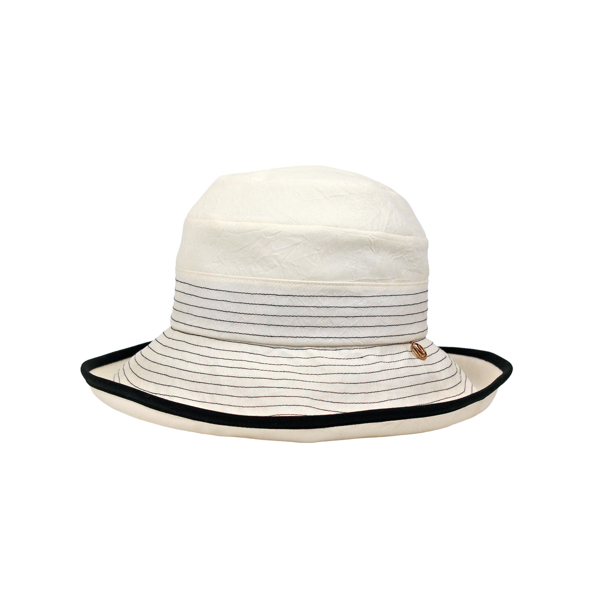 B-55-28｜【洗える】【UVケア】綿 麻混 配色パイピング ステッチ ハット