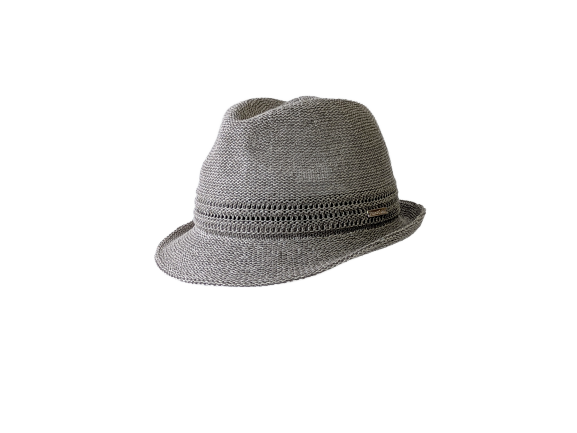 H-52-02｜【洗える・大きめ】麻混 編み 中折れハット