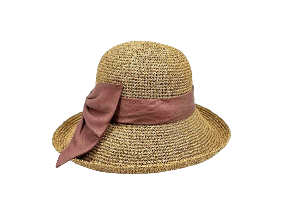 H-55-18｜【洗える】サイドリボン ペーパーヤーン ハット
