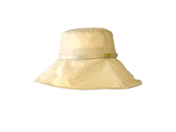 【洗える】リヨセル混 光沢×透明感 つば広ハット