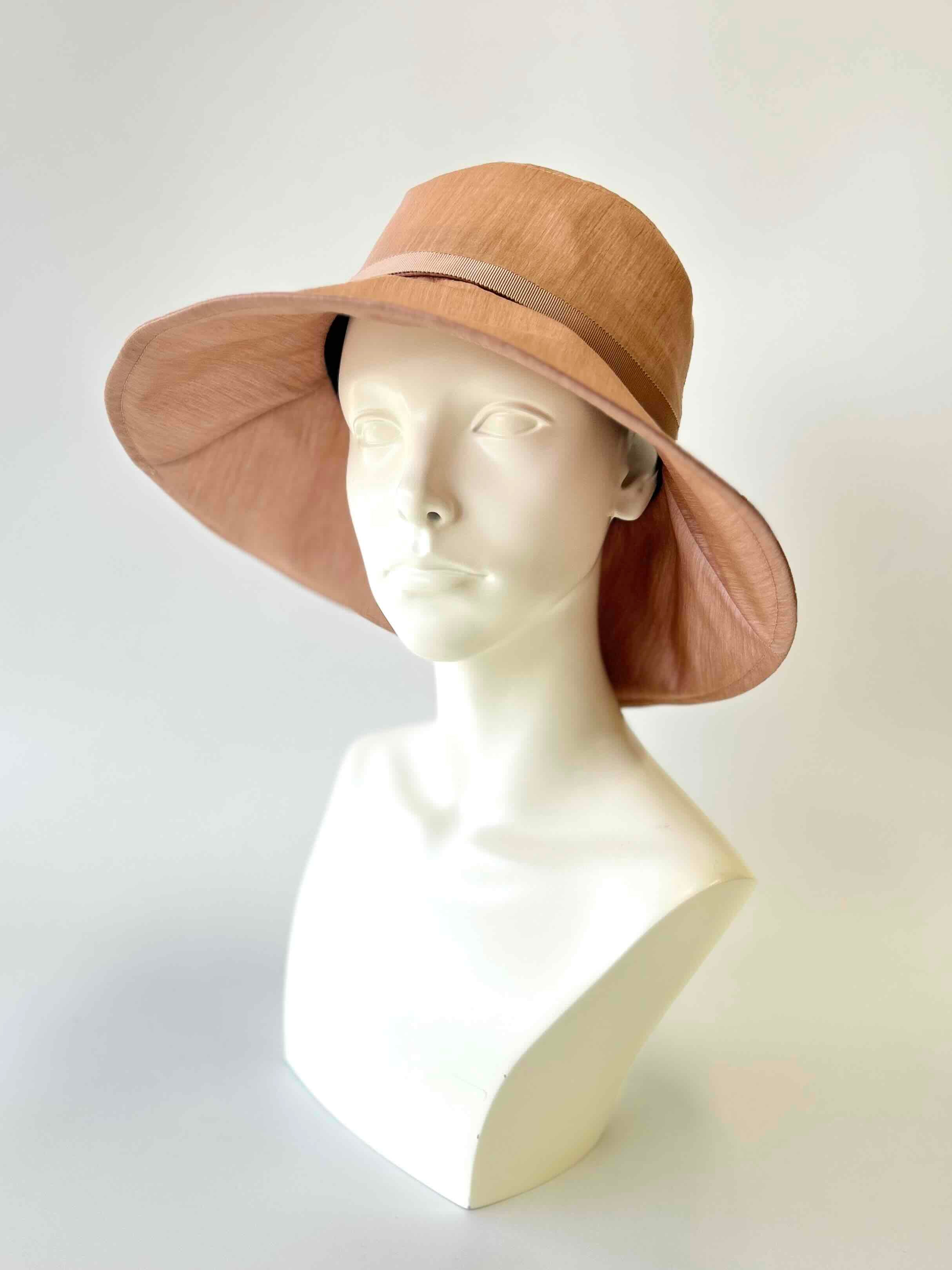 【洗える】リヨセル混 光沢×透明感 つば広ハット