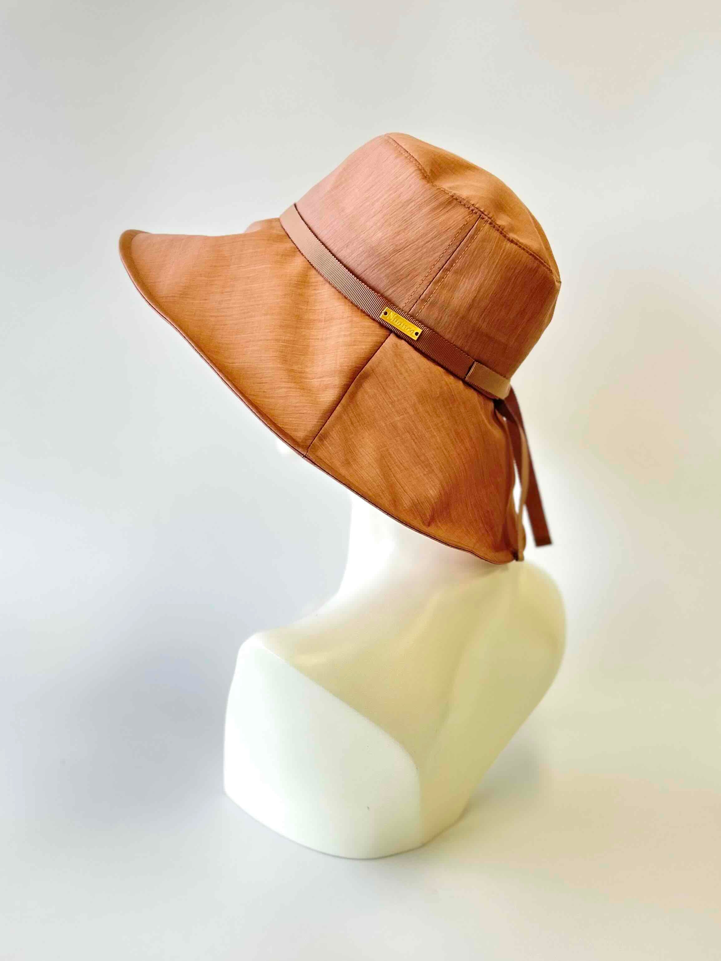 【洗える】リヨセル混 光沢×透明感 つば広ハット