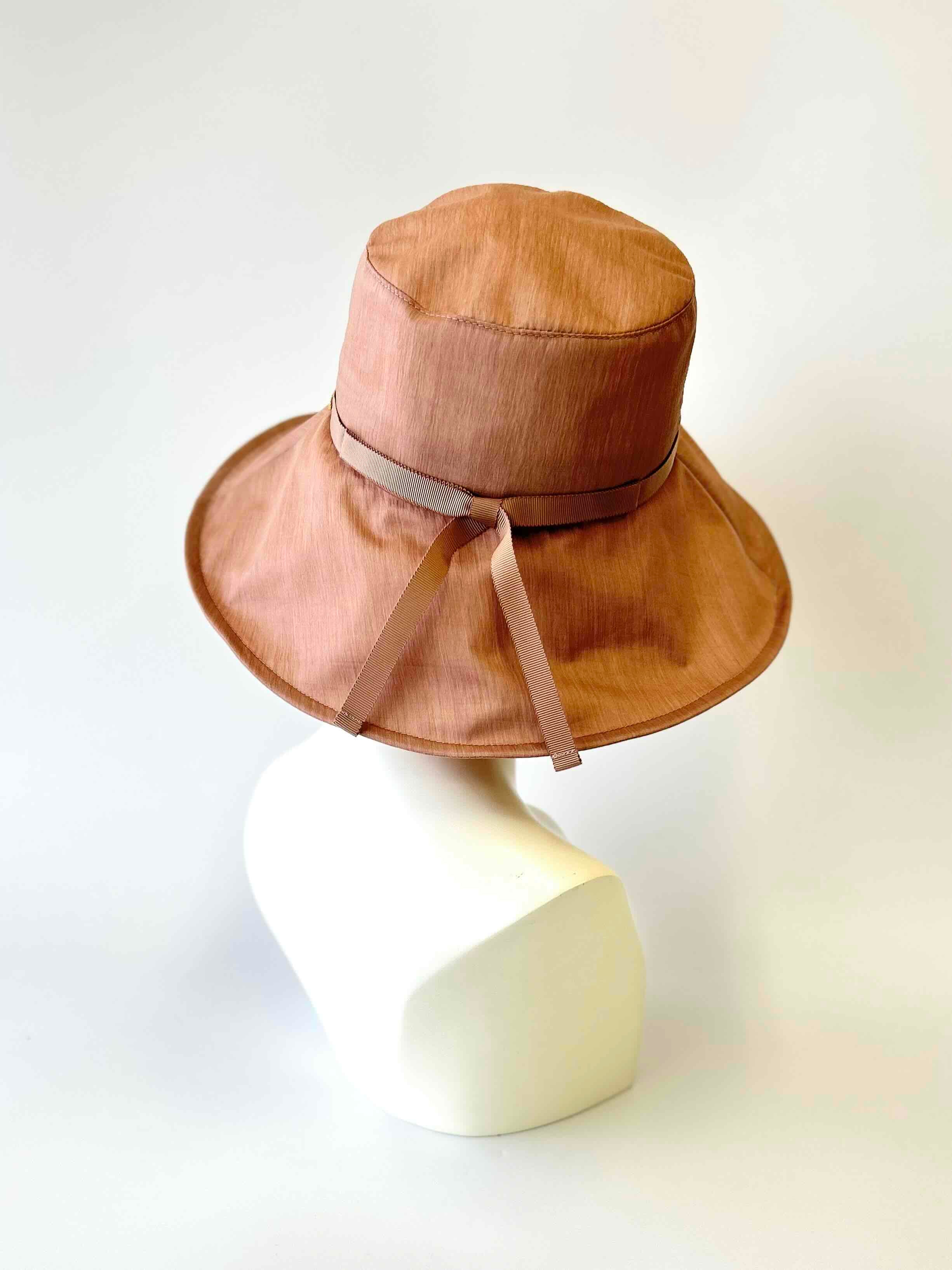 【洗える】リヨセル混 光沢×透明感 つば広ハット