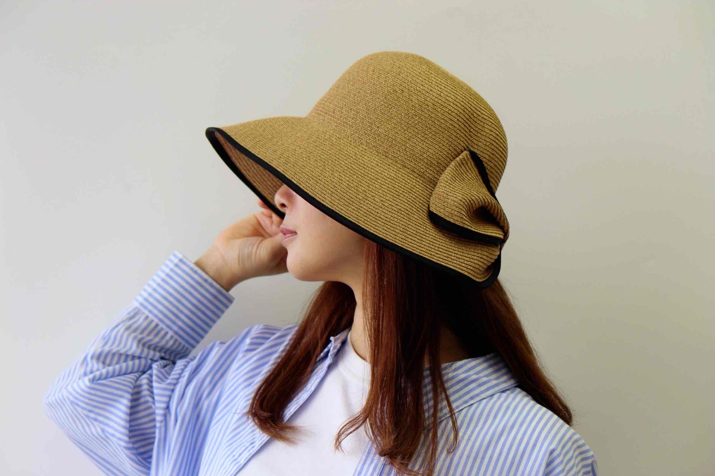 H-55-16｜【UVカット】バックリボン パイピング ブレードハット