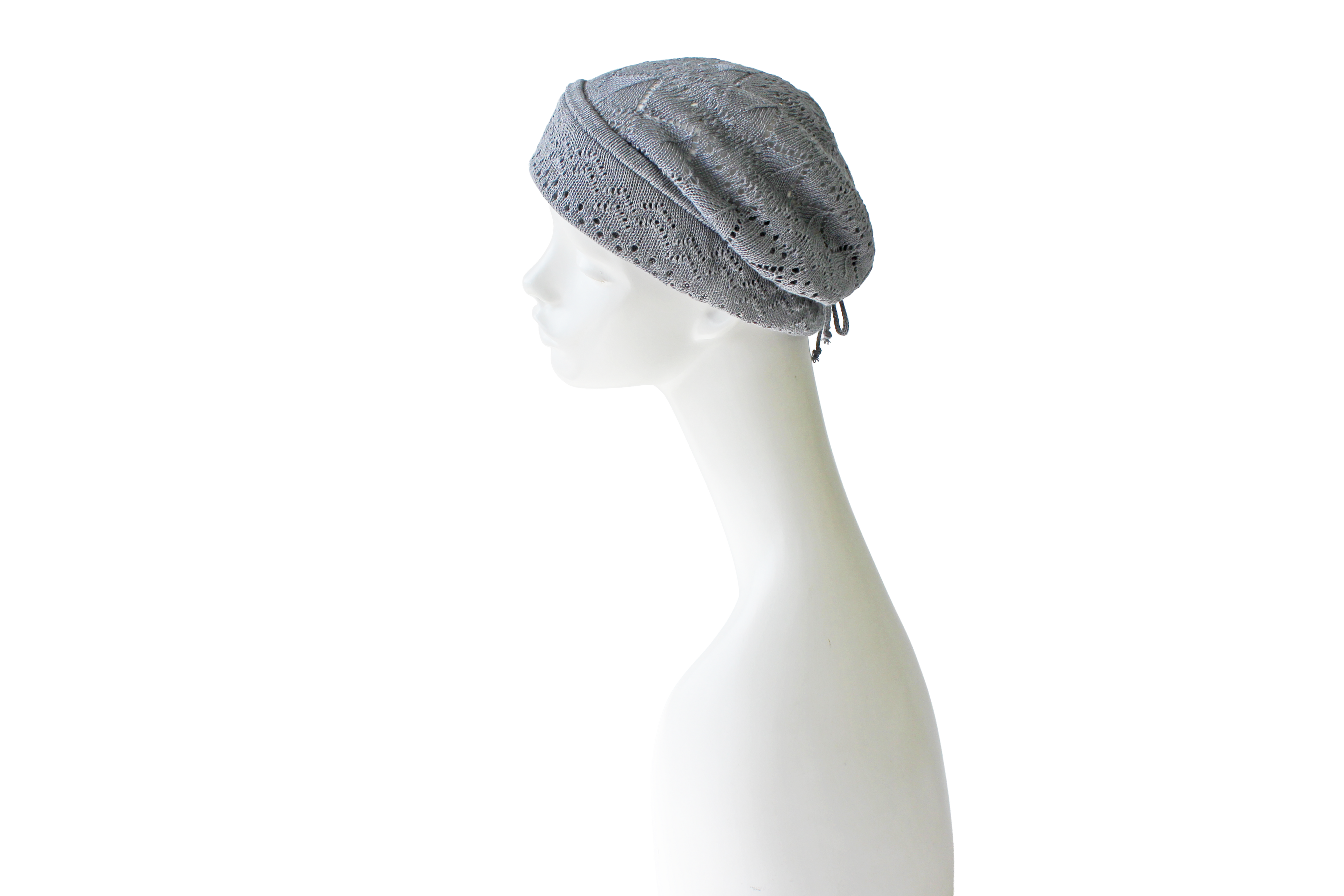 ・X-32-04｜【洗える】麻混 透かし編み ニットキャップ