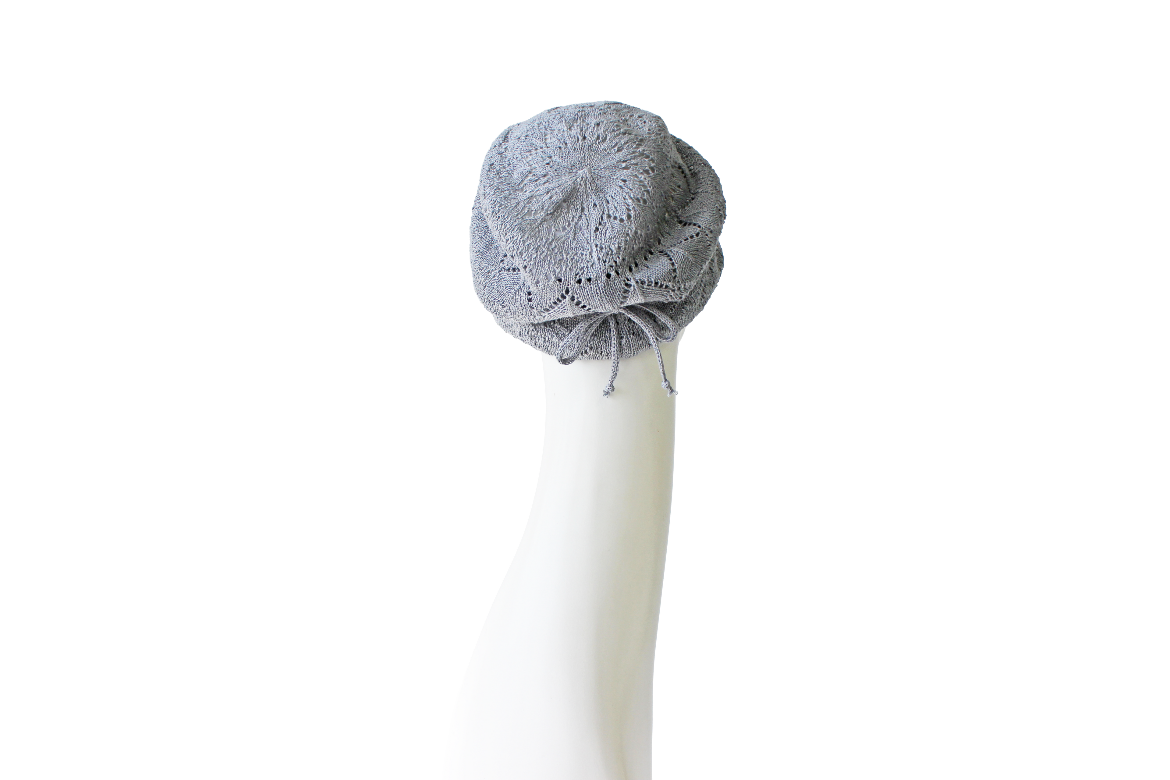 ・X-32-04｜【洗える】麻混 透かし編み ニットキャップ