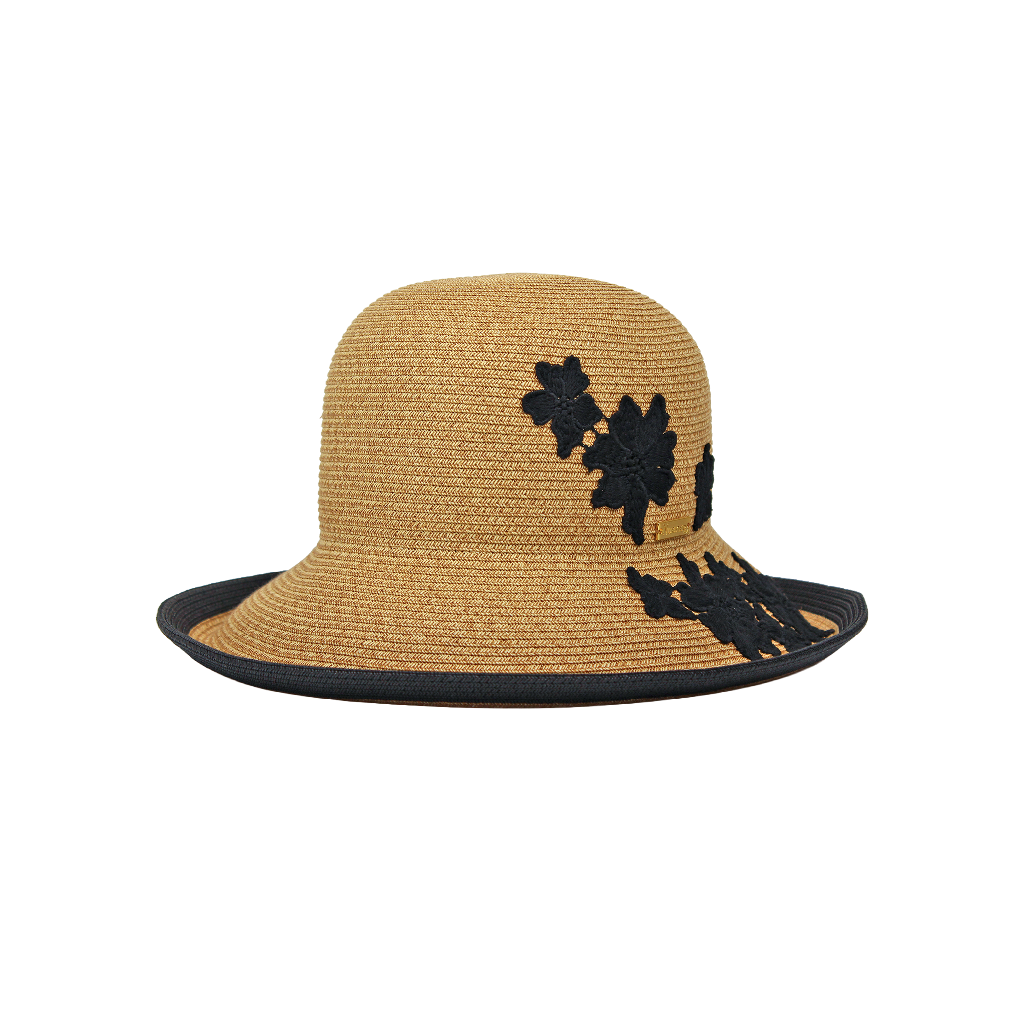 K-55-04｜【UV遮蔽率98%以上】フラワーモチーフ つば広ペーパーハット