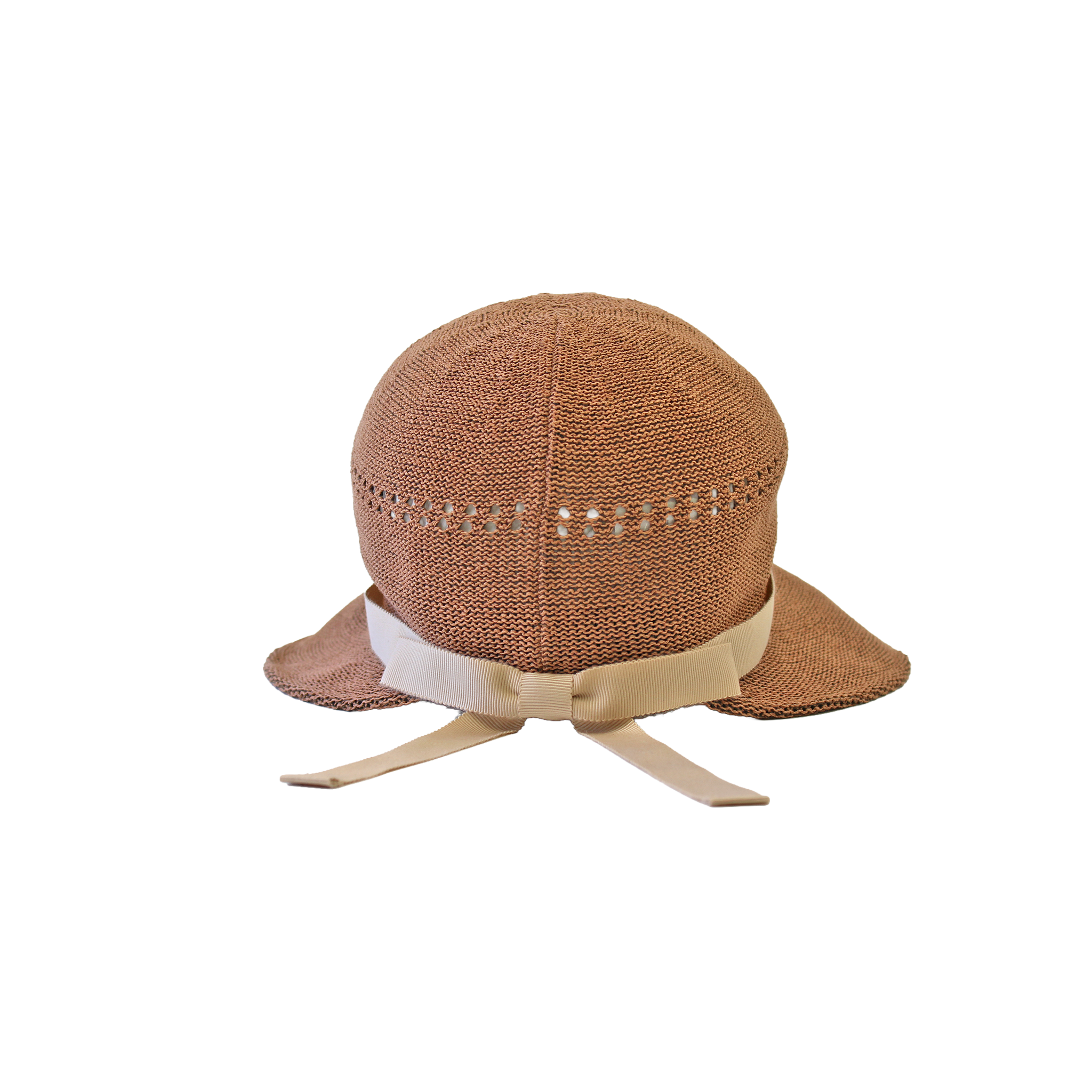 K-55-18｜【洗える】和紙混 透かし編み リボン ジョッキーキャップ