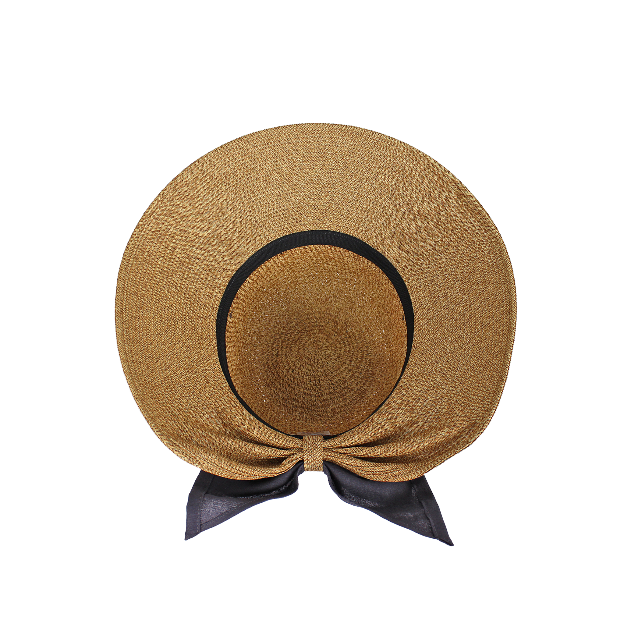 B-55-13｜【UVケア】【洗える】手編み×ブレード 後ろリボン ペーパーハット