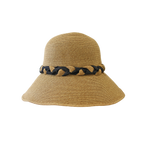 B-55-07｜【UV遮蔽率98%以上・洗える】編み込みリボン つば広ペーパーハット