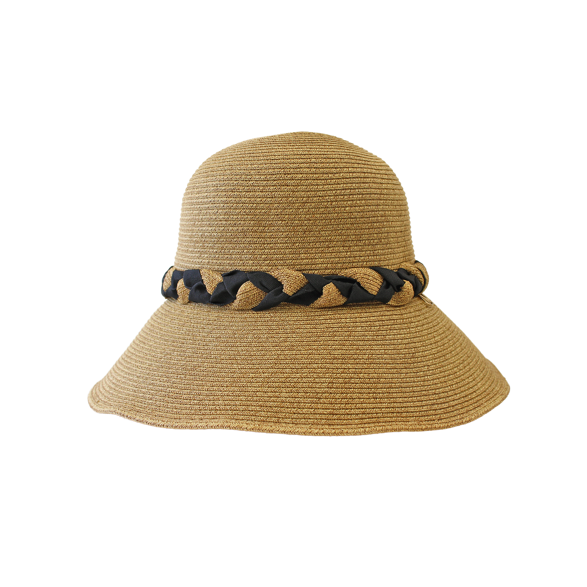 B-55-07｜【UV遮蔽率98%以上・洗える】編み込みリボン つば広ペーパーハット