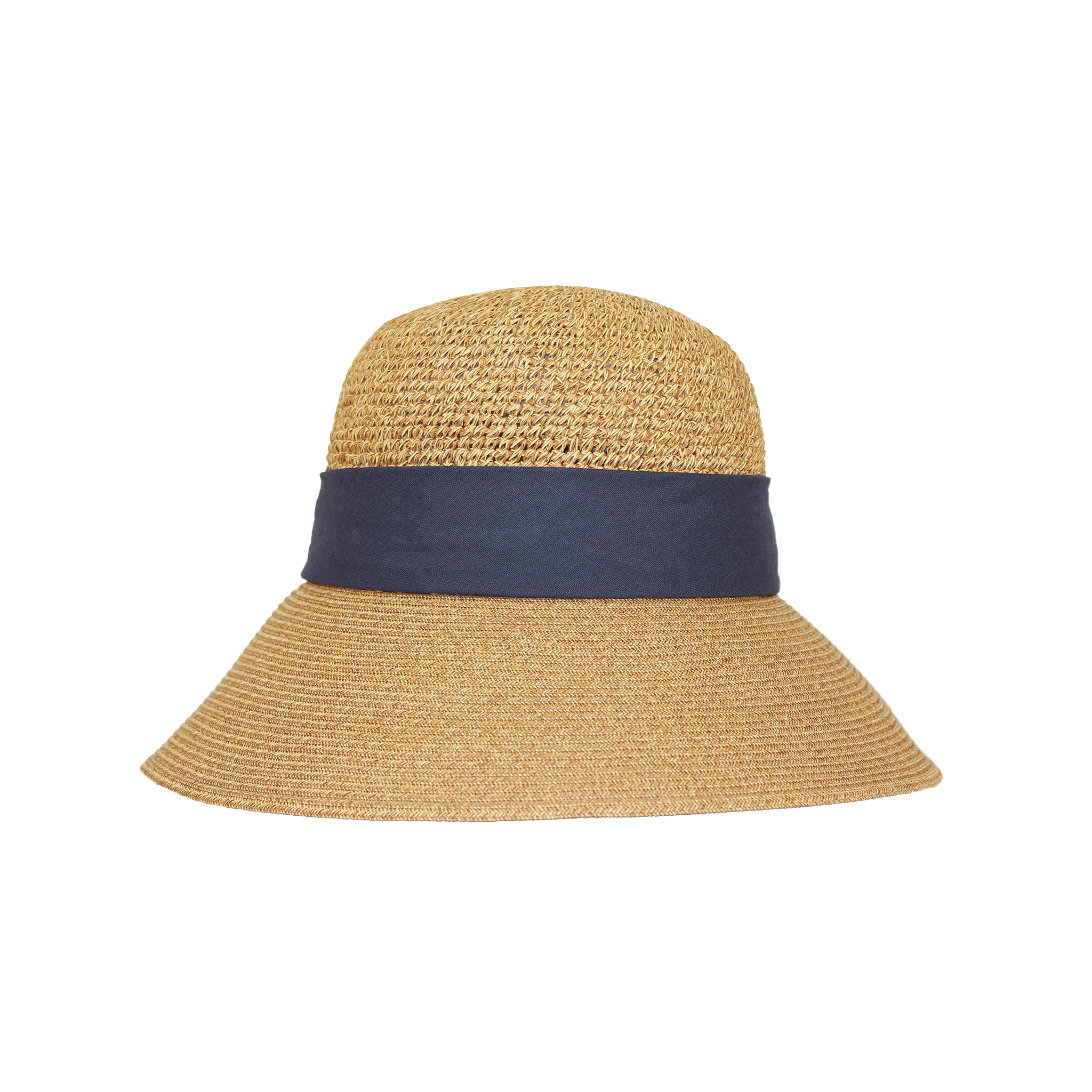 B-55-13｜【UVケア】【洗える】手編み×ブレード 後ろリボン ペーパーハット