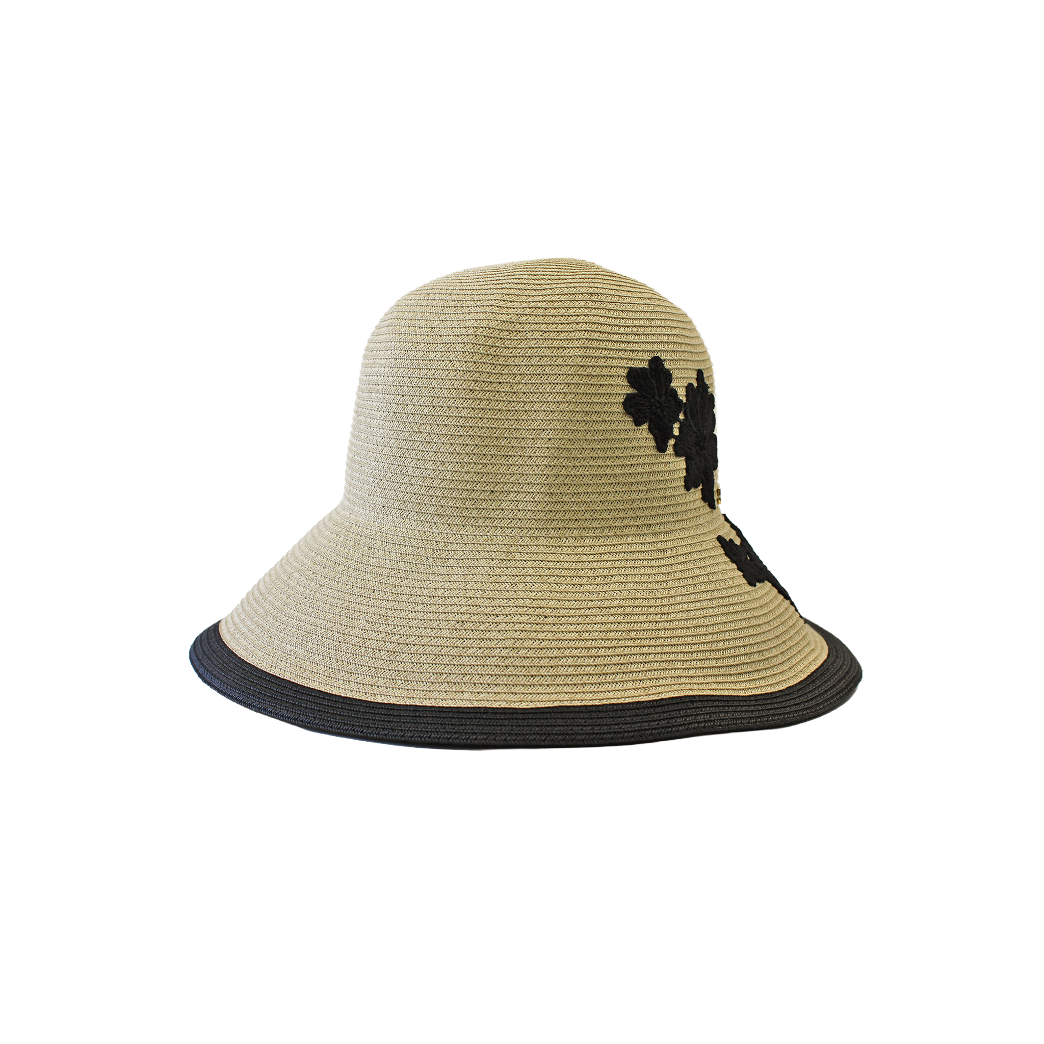 K-55-04｜【UV遮蔽率98%以上】フラワーモチーフ つば広ペーパーハット