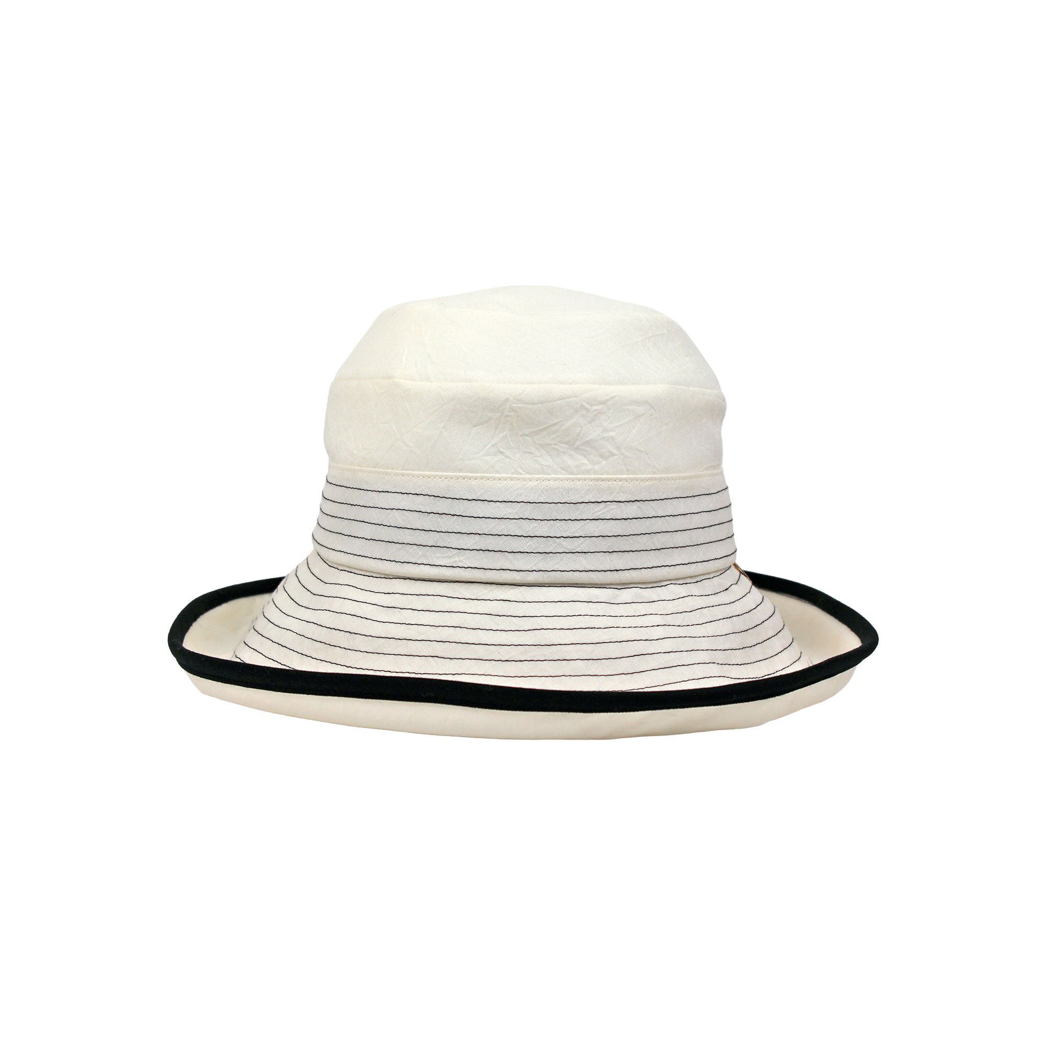 B-55-28｜【洗える】【UVケア】綿 麻混 配色パイピング ステッチ ハット