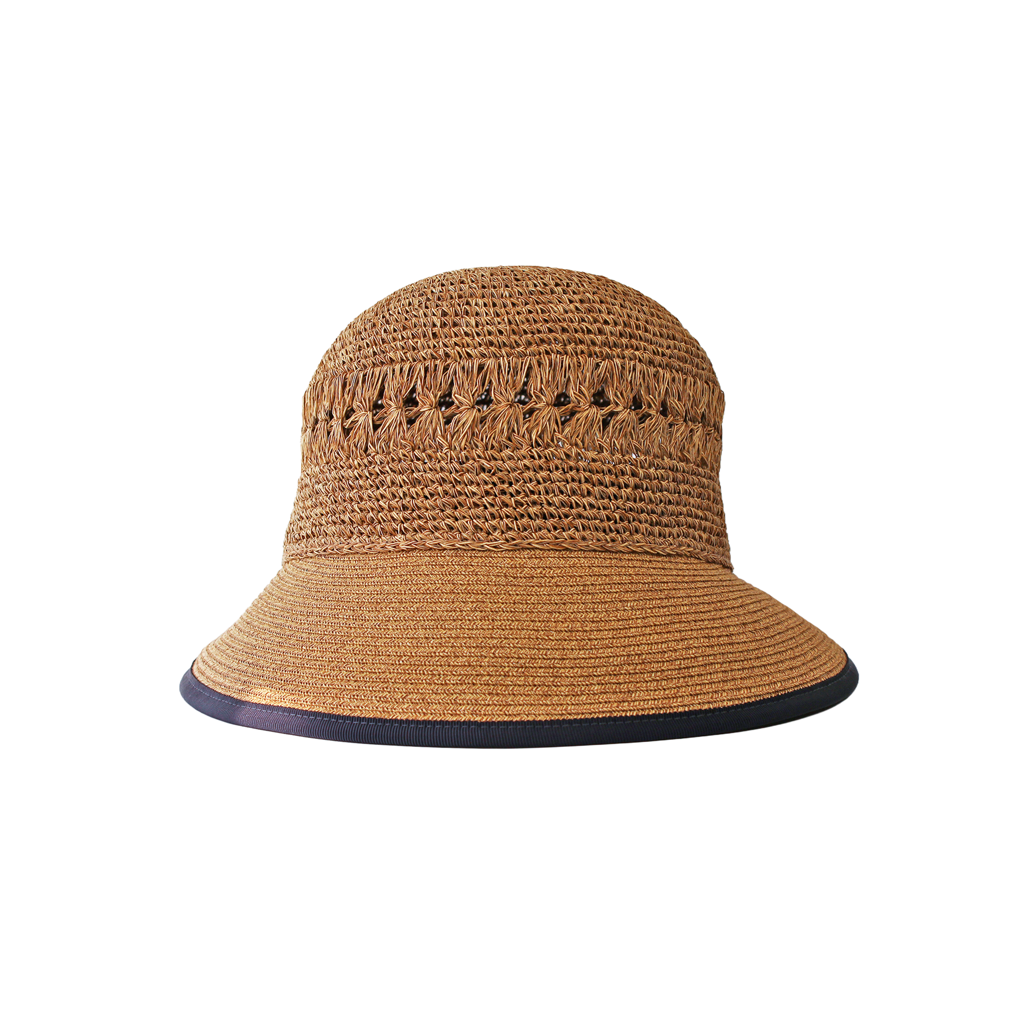 B-55-08｜【UV遮蔽率98%】【洗える】配色リボン 透かし編み ペーパーハット
