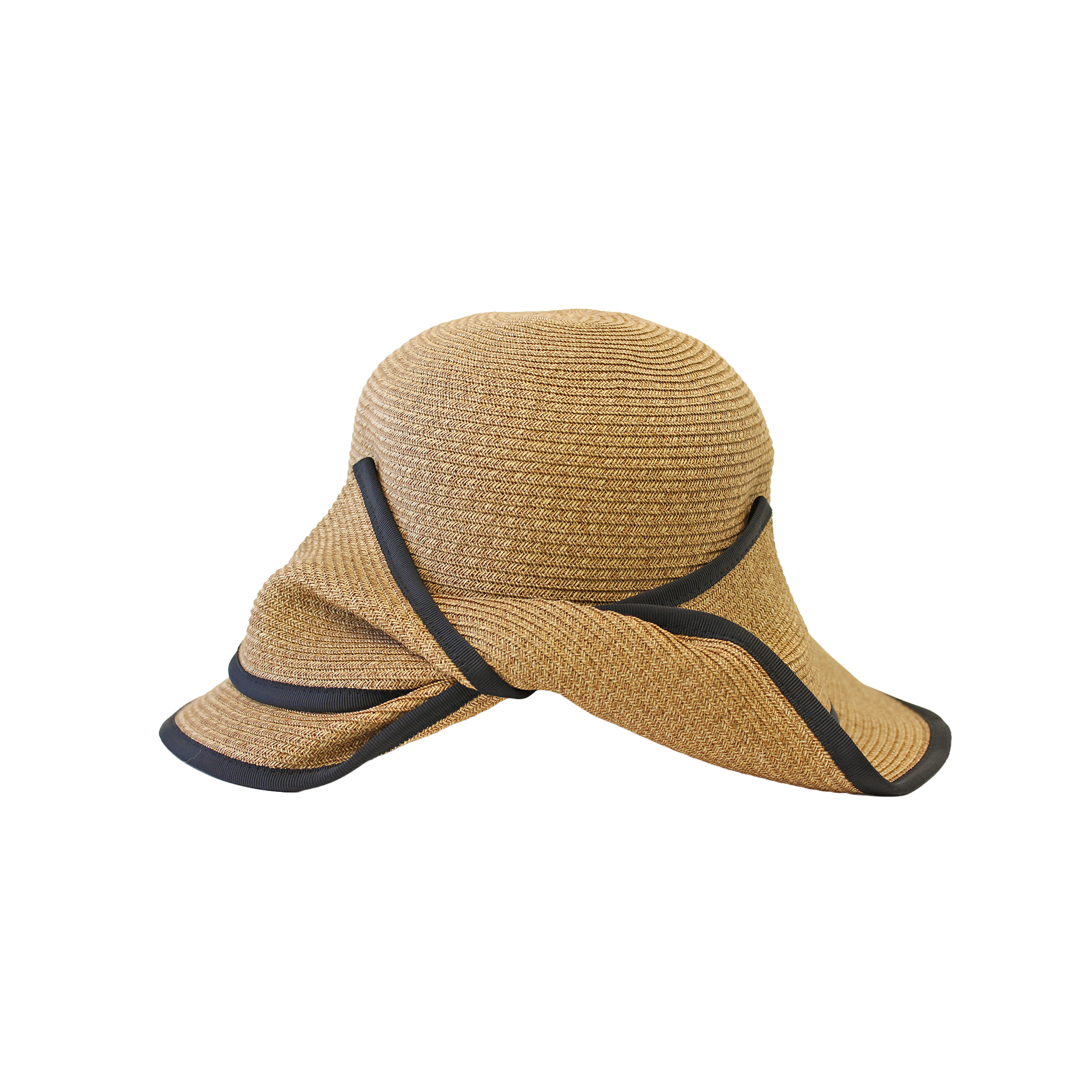 ・H-55-16｜【UV遮蔽率98%】バックリボン パイピング ブレードハット