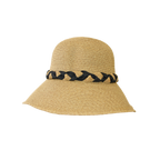 B-55-07｜【UV遮蔽率98%以上・洗える】編み込みリボン つば広ペーパーハット