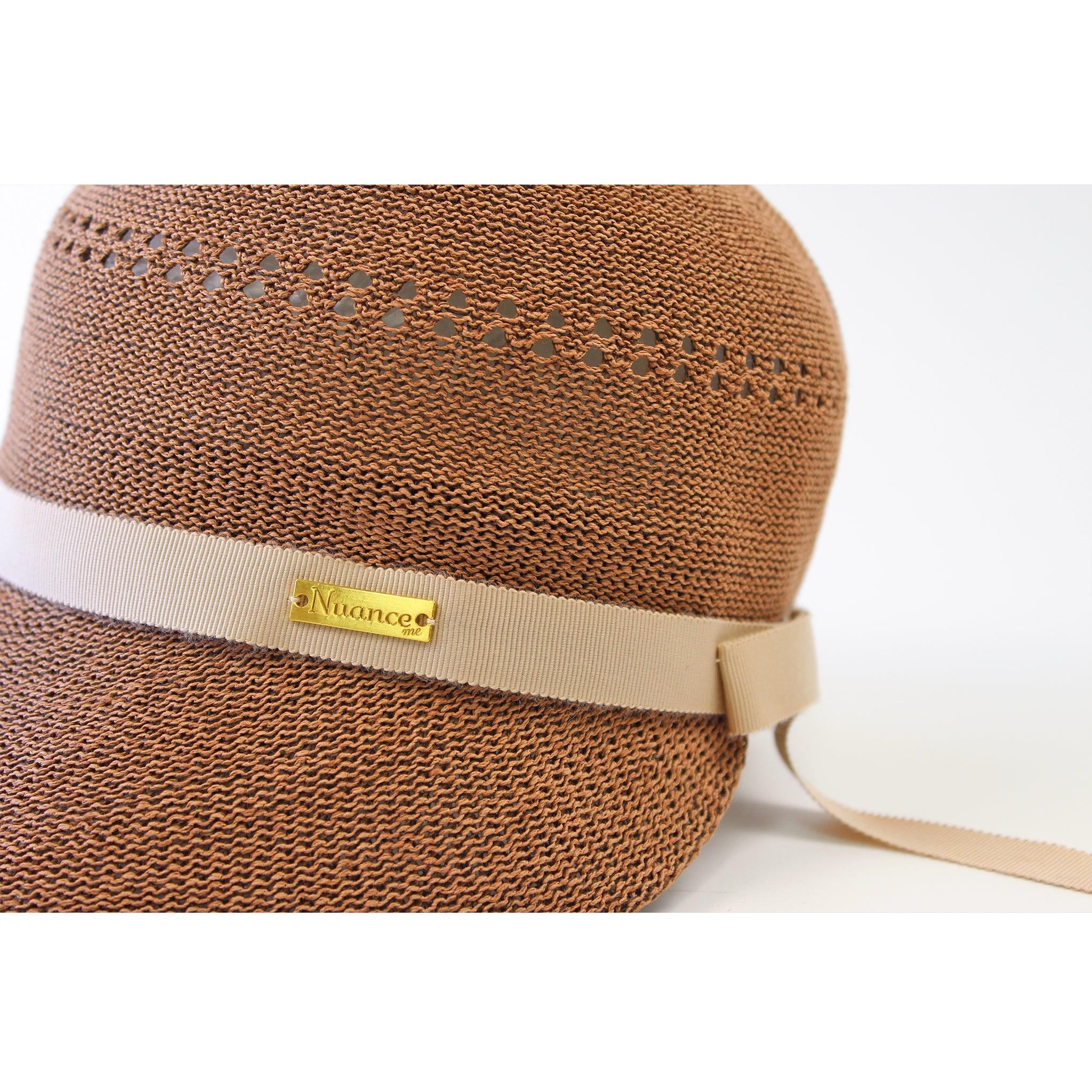 K-55-18｜【洗える】和紙混 透かし編み リボン ジョッキーキャップ