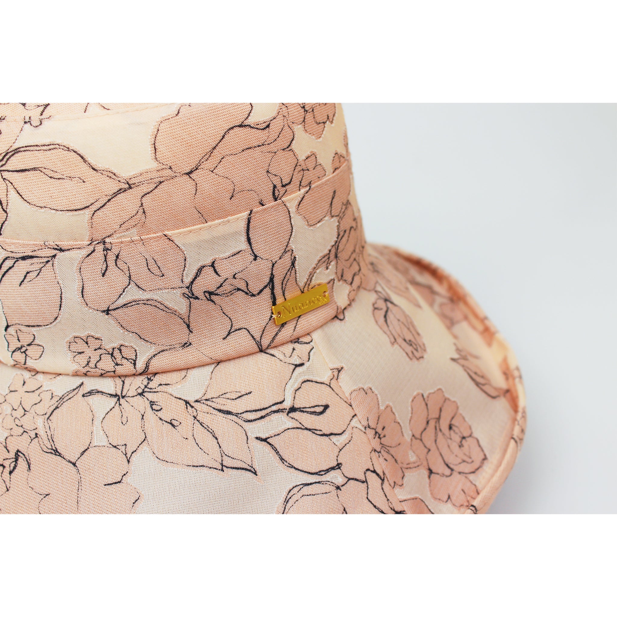 B-55-16｜【一級遮光・洗える】花柄プリント つば広ハット