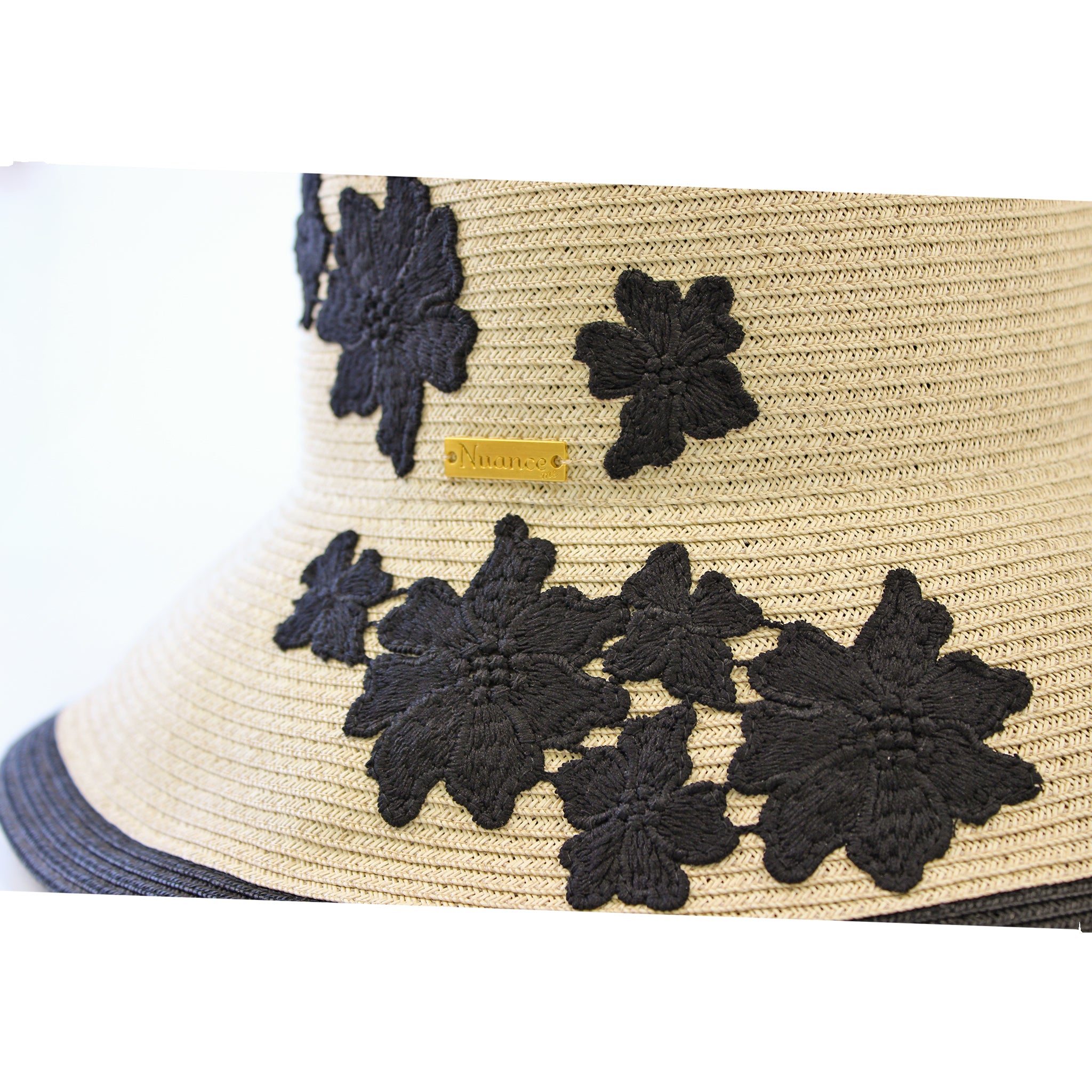 K-55-04｜【UV遮蔽率98%以上】フラワーモチーフ つば広ペーパーハット