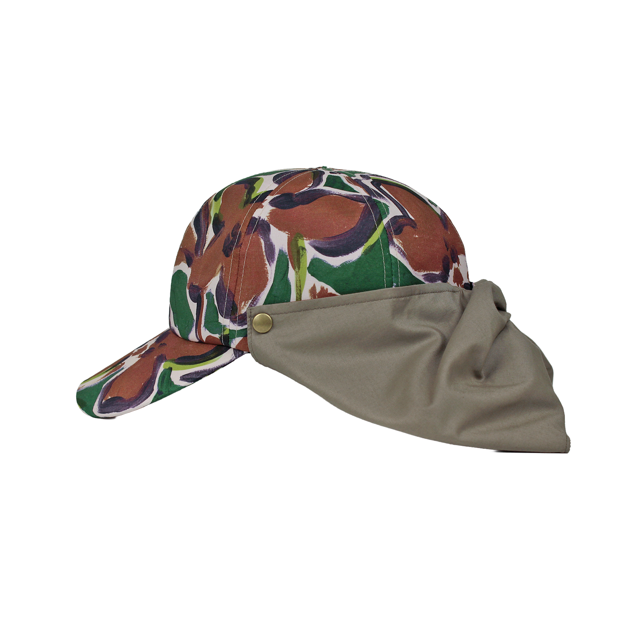 B-17-06｜【一級遮光】たれ付き・たれ無し2WAY 花柄コットンキャップ