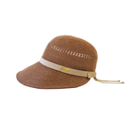 K-55-18｜【洗える】和紙混 透かし編み リボン ジョッキーキャップ