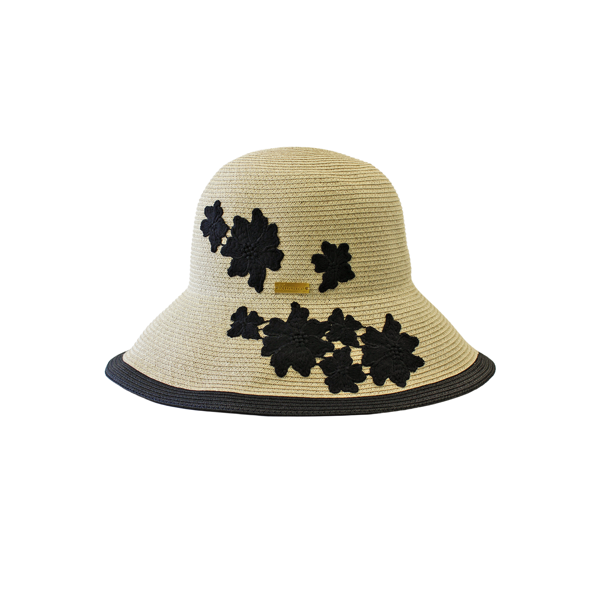 K-55-04｜【UV遮蔽率98%以上】フラワーモチーフ つば広ペーパーハット