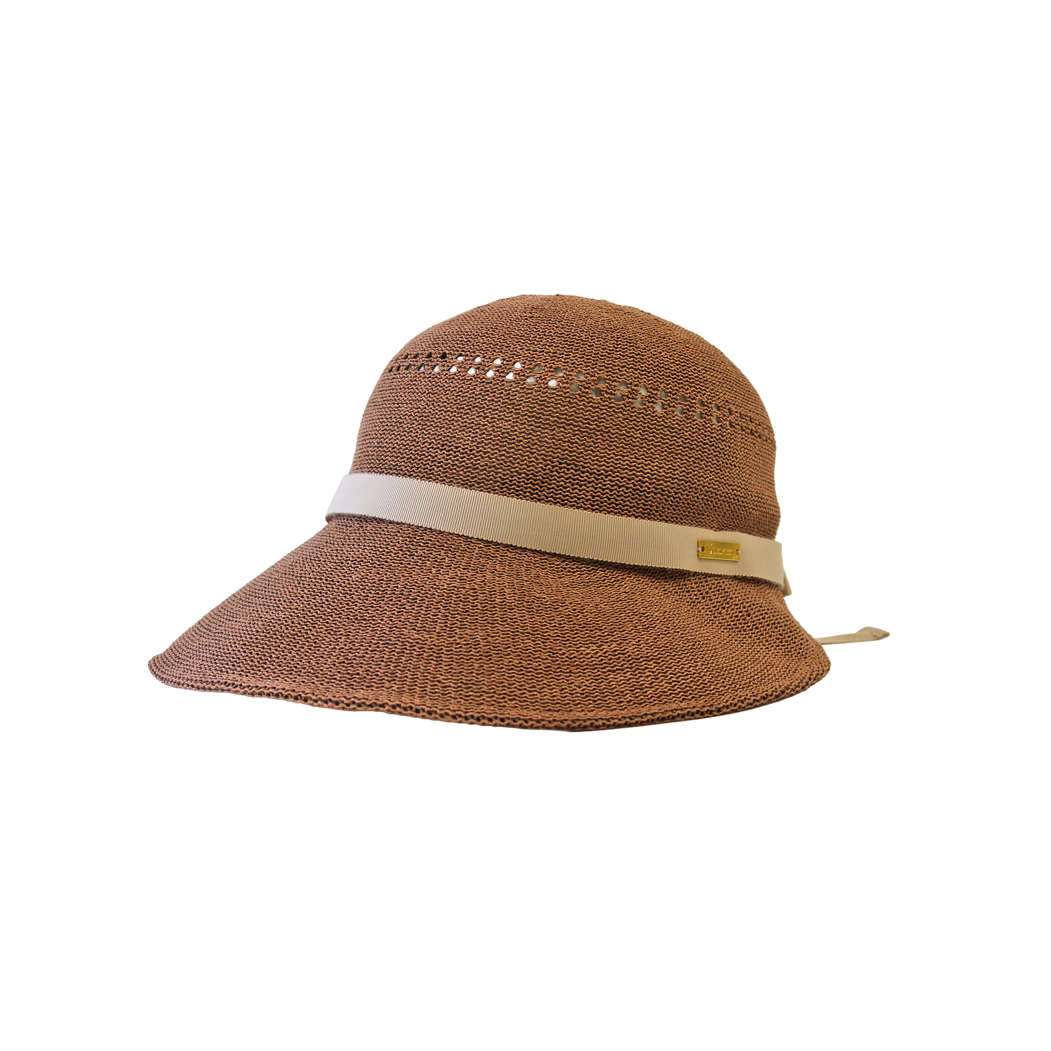 K-55-18｜【洗える】和紙混 透かし編み リボン ジョッキーキャップ